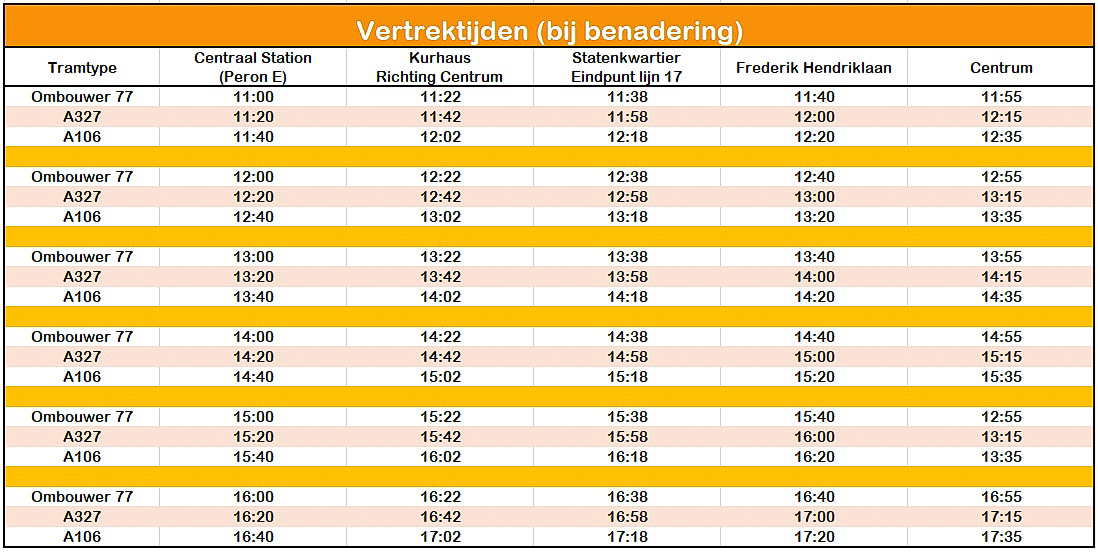 Vertrektijden Koningsdag 2026